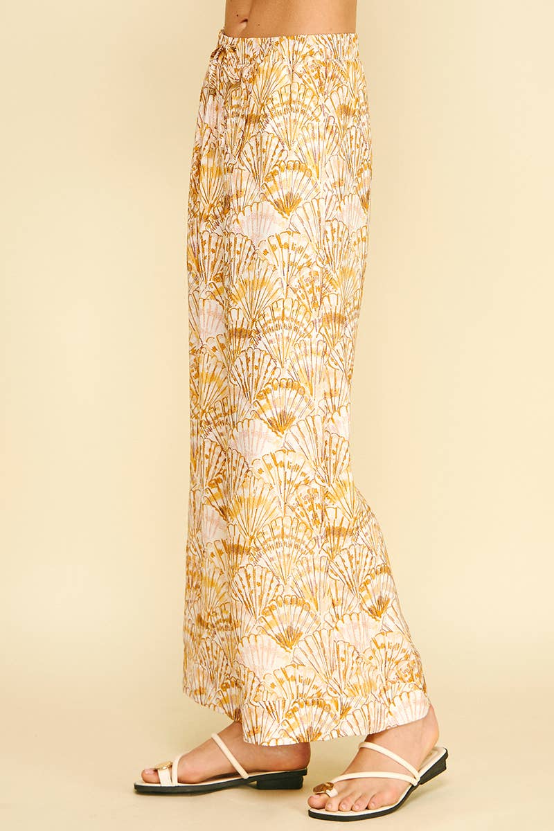 Pants - HIGH-WAISTED WIDE LEG SEASHELL PANTS - - Cultured Cloths Apparel