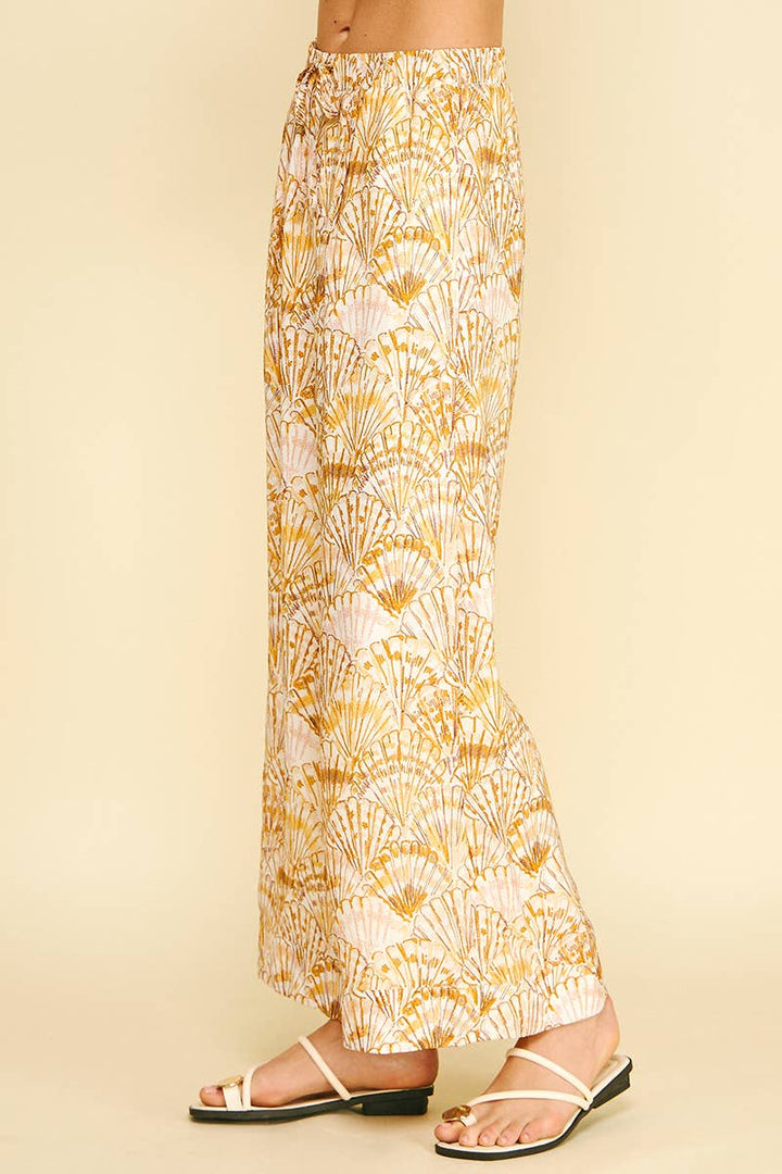 Pants - HIGH-WAISTED WIDE LEG SEASHELL PANTS - - Cultured Cloths Apparel