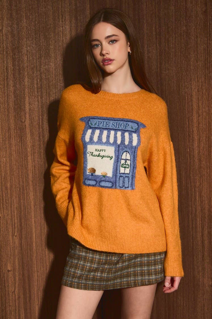 Pie Shop Thanksgiving Graphic Knit Sweater