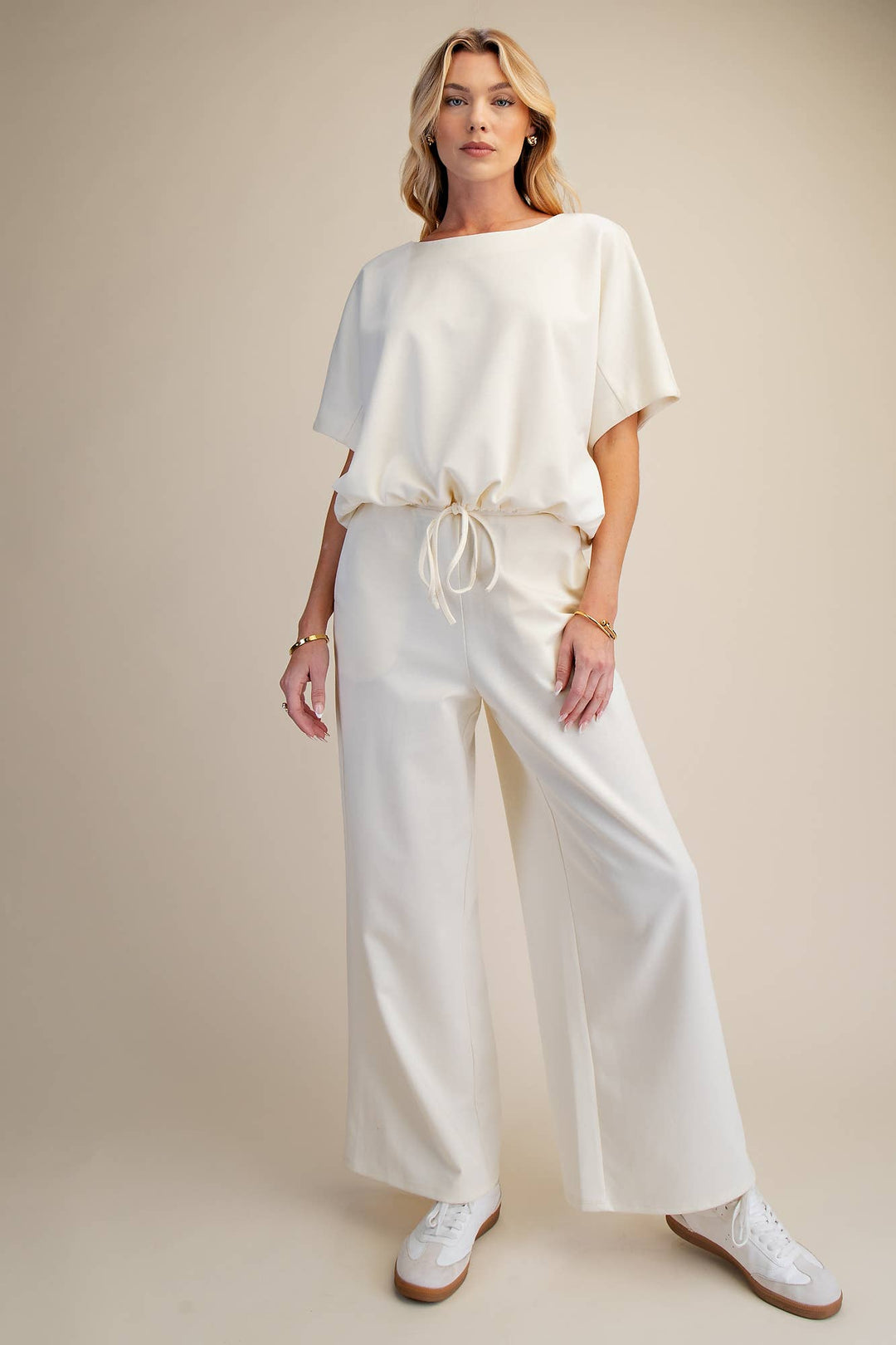 - Waist Elastic Band Wide Leg Pants - - Cultured Cloths Apparel