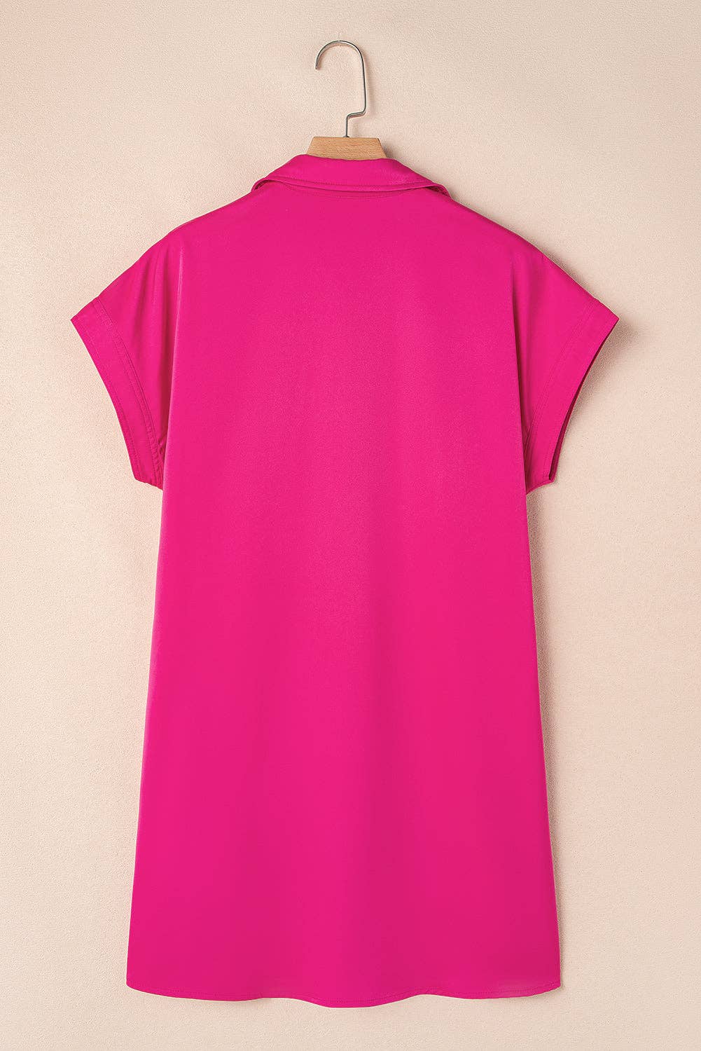 Dresses - Solid Buttoned Collar T-Shirt Mini Dress - - Cultured Cloths Apparel