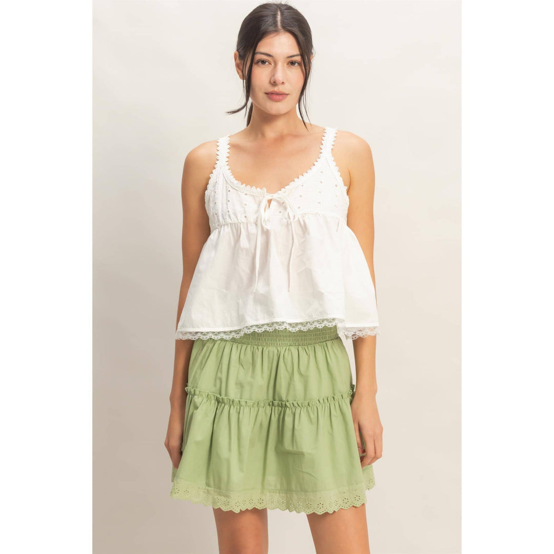 Scalloped Lace Trim Tank Top