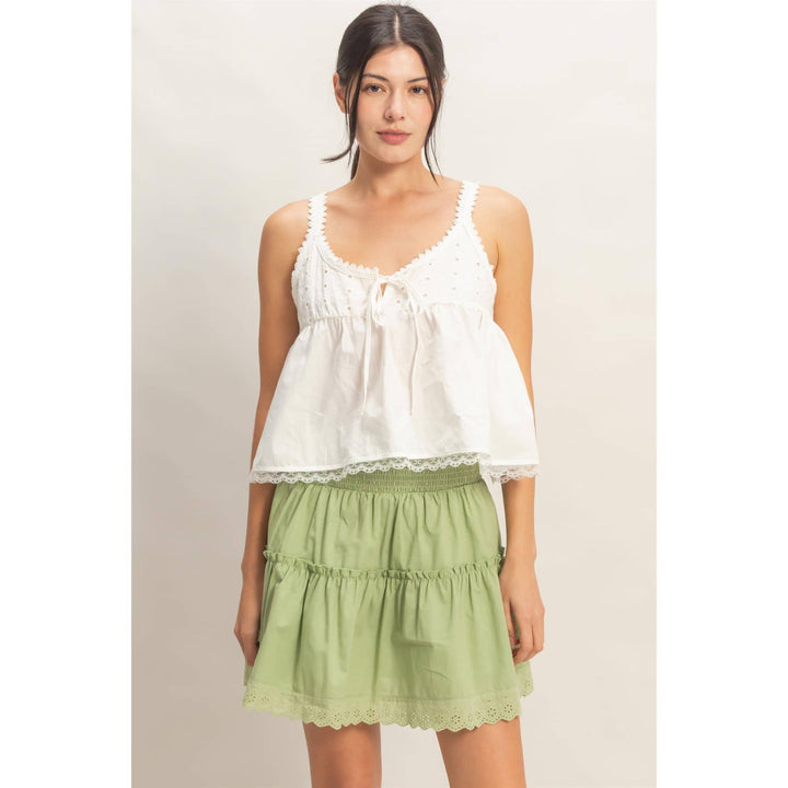 Scalloped Lace Trim Tank Top