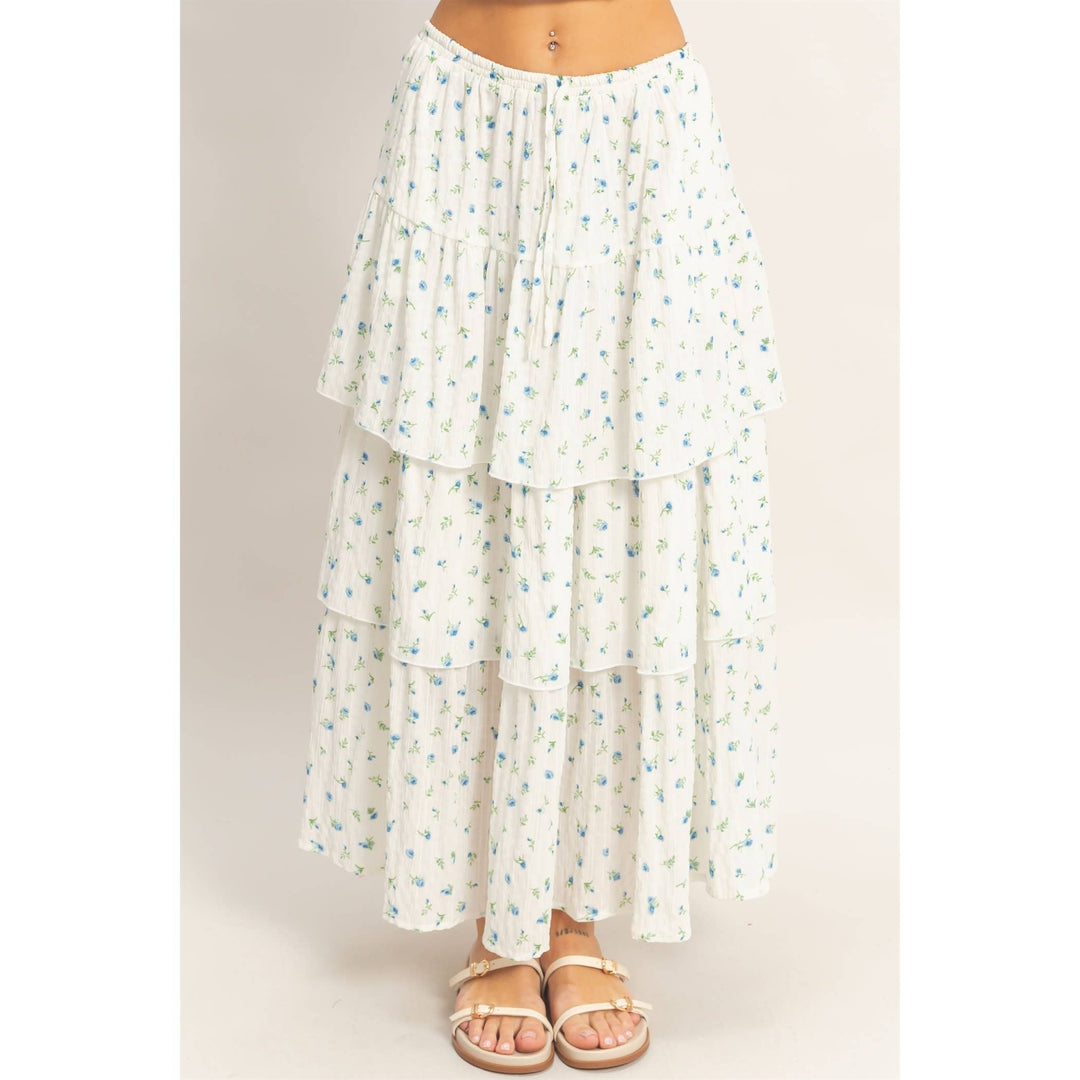 Tiered Floral Print Skirt