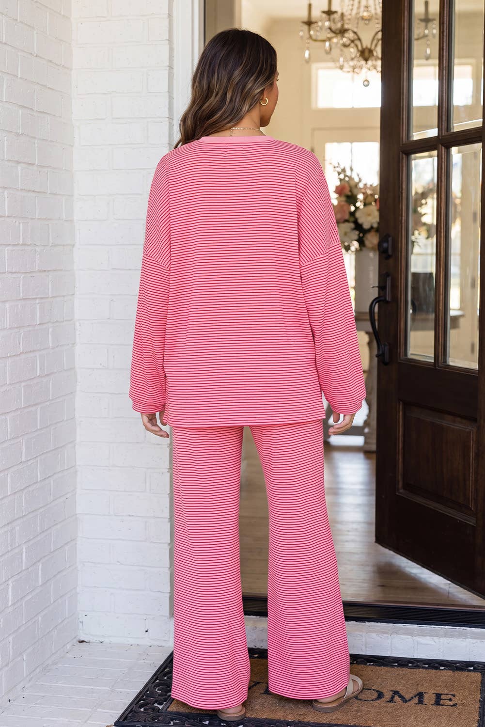 Striped Oversize 2pcs Casual Shift Lounge Set