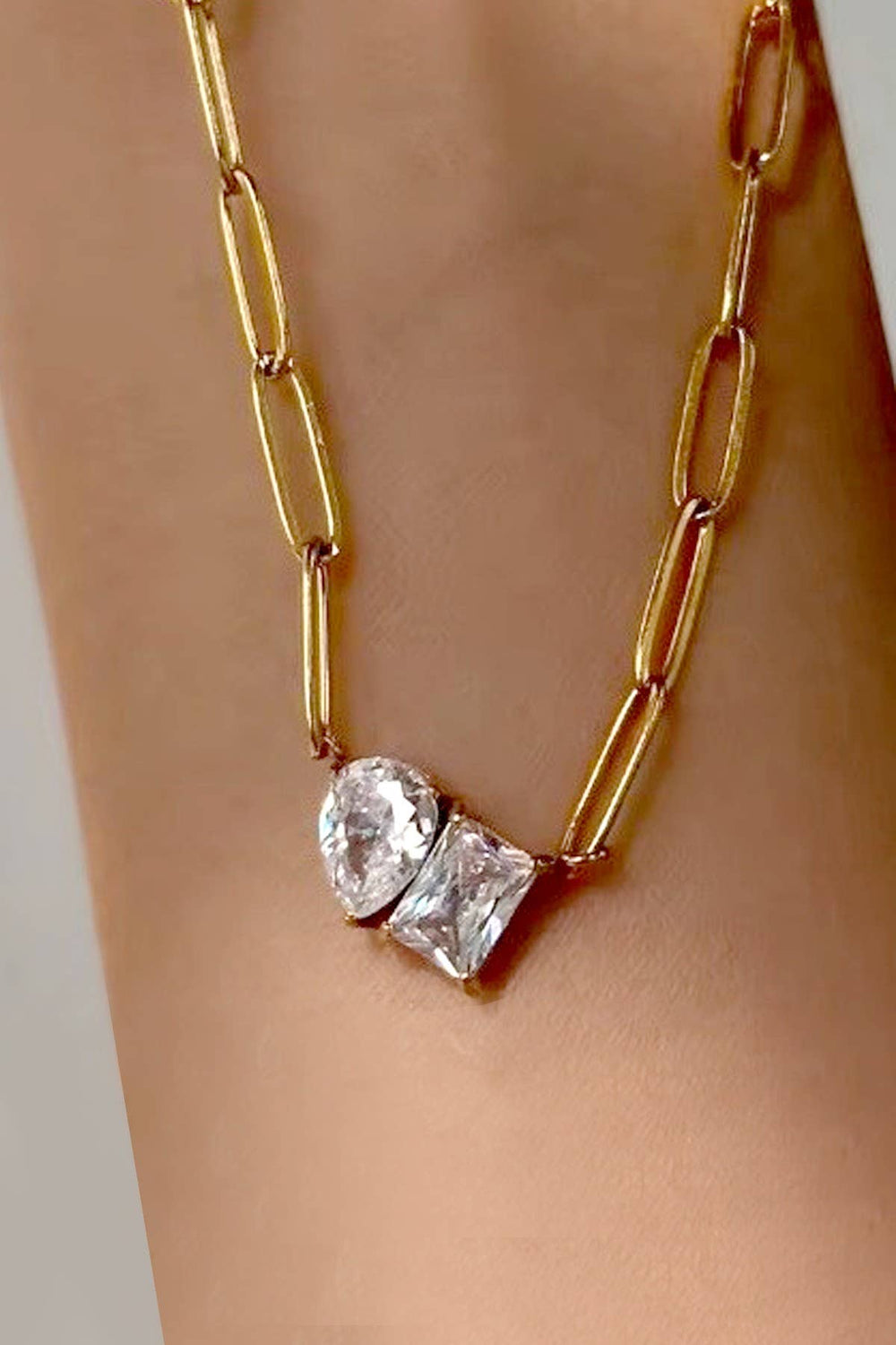 Accessories, Necklaces - 18K STAINLESS STEEL TARNISH FREE RHIN NECKLACE | 40NK9634 - - Cultured Cloths Apparel