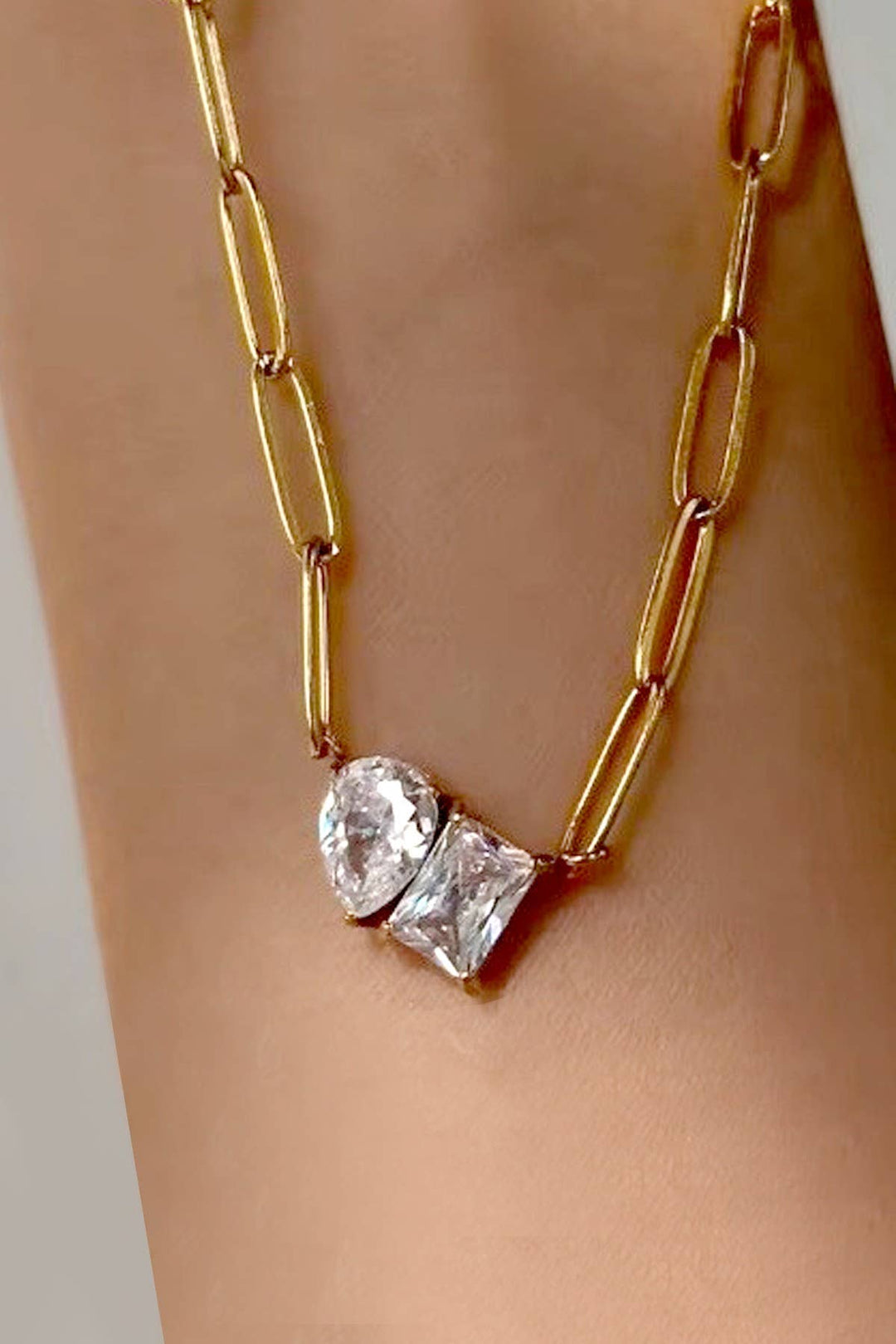Accessories, Necklaces - 18K STAINLESS STEEL TARNISH FREE RHIN NECKLACE | 40NK9634 - - Cultured Cloths Apparel
