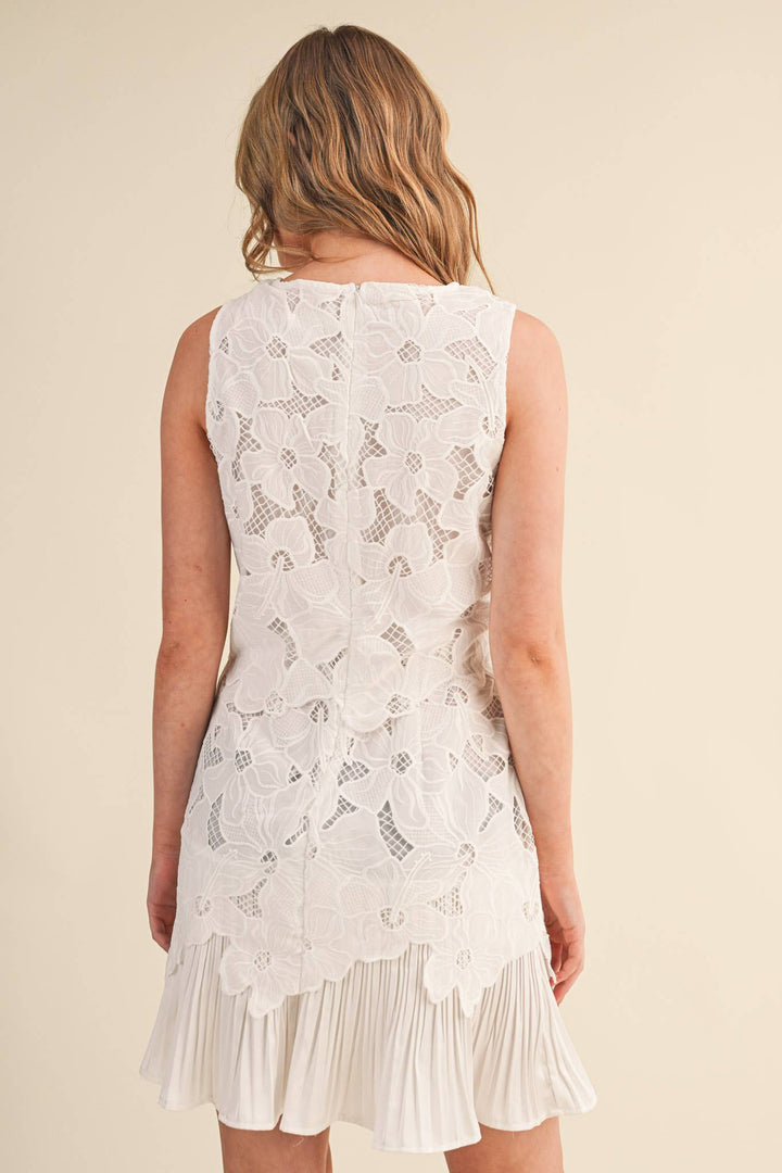Dresses - TIERED FLORAL LACE FLOUNCE HEM MINI DRESS - - Cultured Cloths Apparel