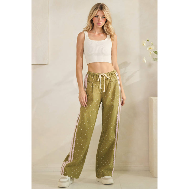 Pants - Polka Dot Pants with Satin Contrast Accents - - Cultured Cloths Apparel
