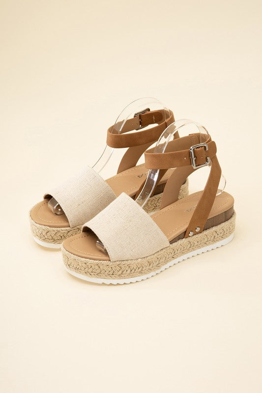  - TOPIC-S Espadrille Ankle strap Sandals - BEIGE - Cultured Cloths Apparel