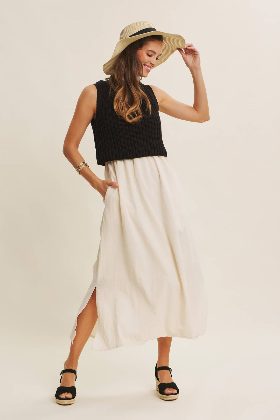 Women's Dresses - TRUE CUSTOMER FAVORITE CHUNKY SWEATER TWOFER MIDI DRESS - - Cultured Cloths Apparel