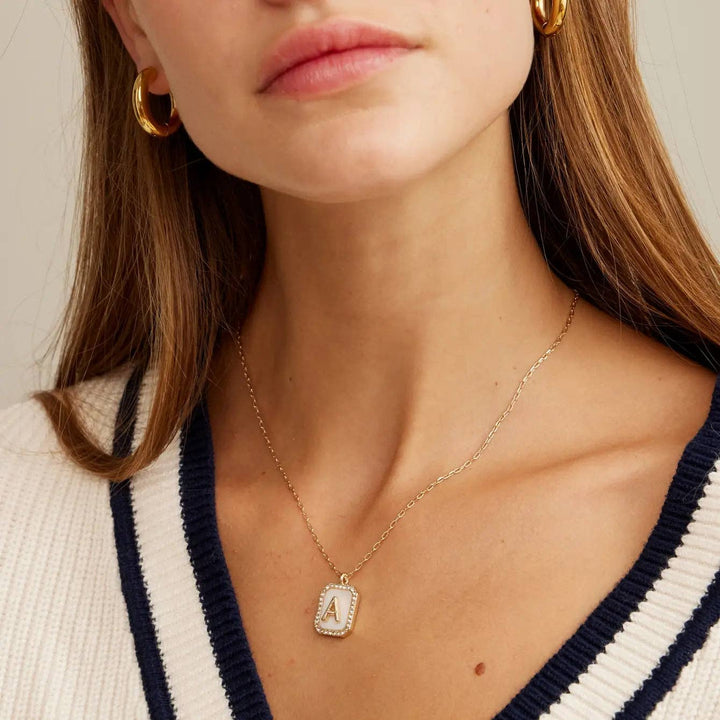 Accessories, Necklaces - Short Necklace | Initial Shell Charm - - Cultured Cloths Apparel