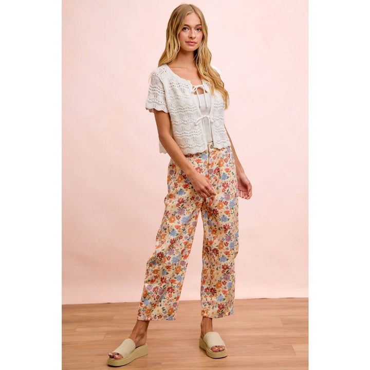 Pants - WASHED FLORAL PRINTED TWILL BARREL PANTS - - Cultured Cloths Apparel