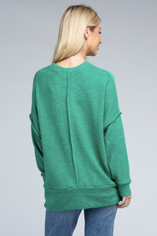  - Brushed Melange Drop Shoulder Oversized Sweater -  - Cultured Cloths Apparel