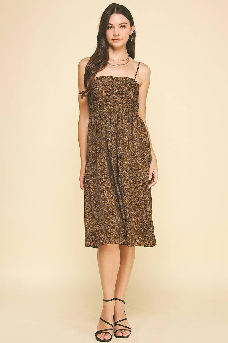 Women's Dresses - LEOPARD PRINT MIDI DRESS - - Cultured Cloths Apparel