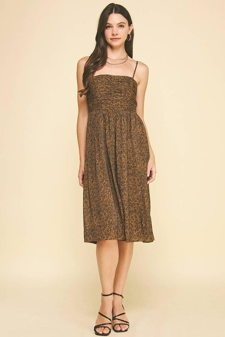 Women's Dresses - LEOPARD PRINT MIDI DRESS - - Cultured Cloths Apparel