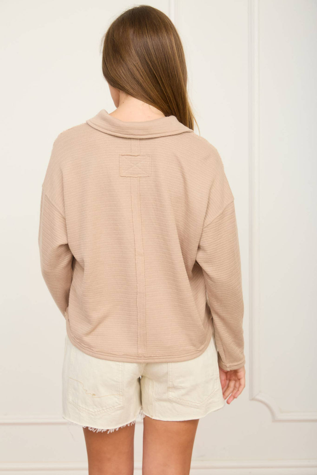 Women's Long Sleeve - EXPOSED SEAM LONG SLEEVE TEXTURED KNIT POLO - - Cultured Cloths Apparel