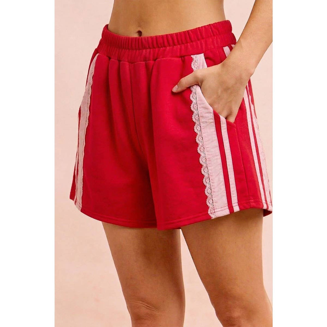FRENCH TERRY SIDE LACE DRAWSTRING SHORTS