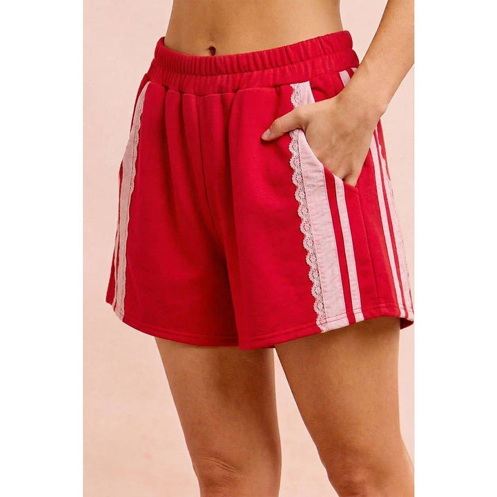 FRENCH TERRY SIDE LACE DRAWSTRING SHORTS