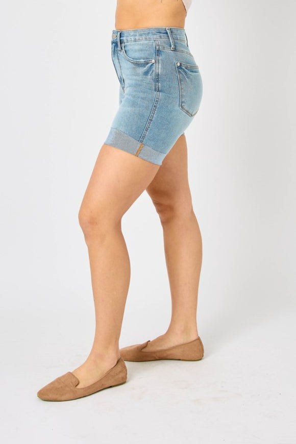 Shorts - Judy Blue Full Size Tummy Control Denim Shorts -  - Cultured Cloths Apparel
