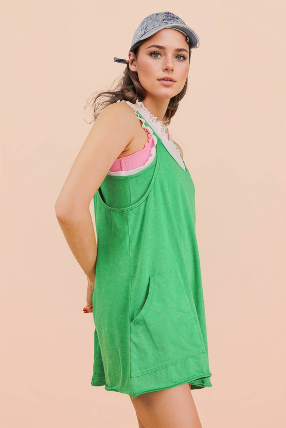 Dresses - Mineral Washed Knit Mini Dress with Shorts Inside - - Cultured Cloths Apparel