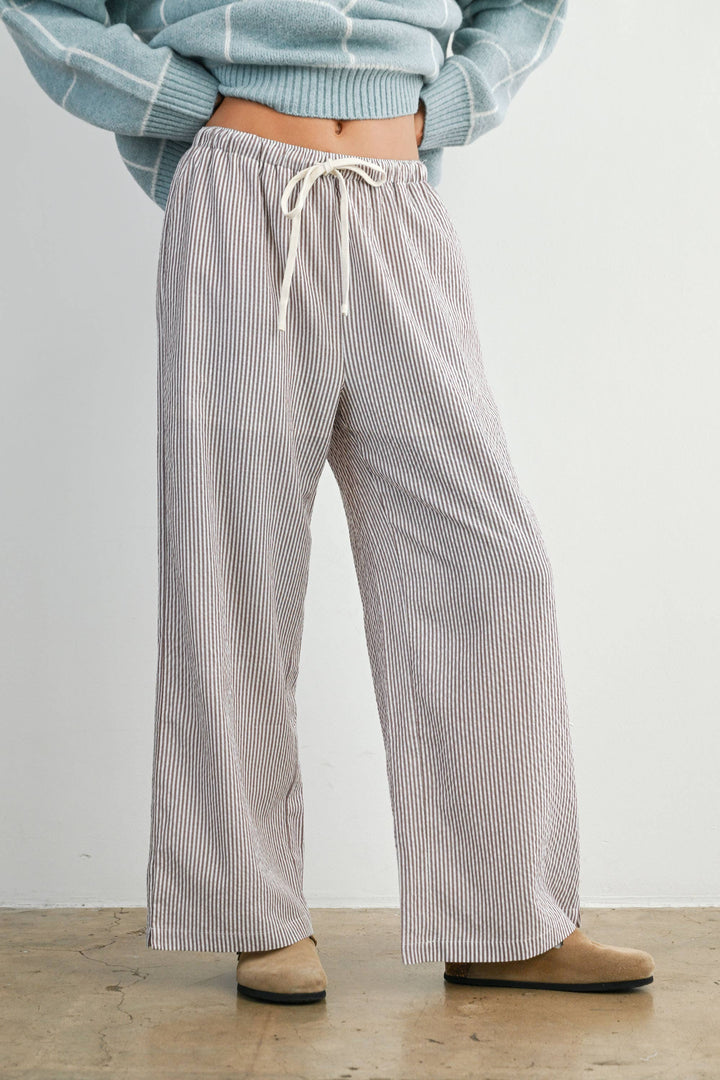Pants - Drawstring Waist Striped Pants - - Cultured Cloths Apparel