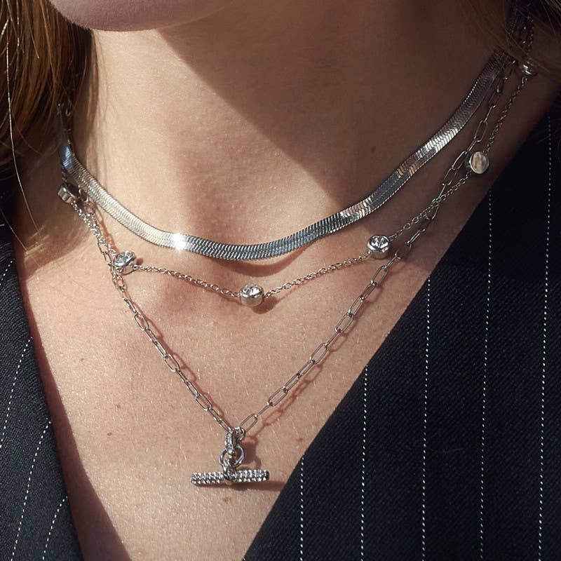 Accessories, Necklaces - STAINLESS STEEL TARNISH FREE LAYERED NECKLACE SET |40NK9725 - - Cultured Cloths Apparel