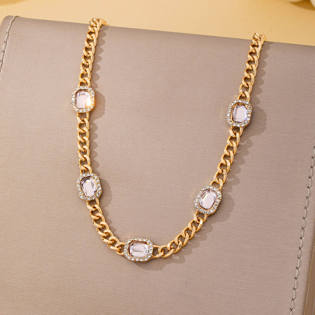 Accessories, Necklaces - Soft Pink Crystal Station Statement Necklace | 80N93382 - - Cultured Cloths Apparel