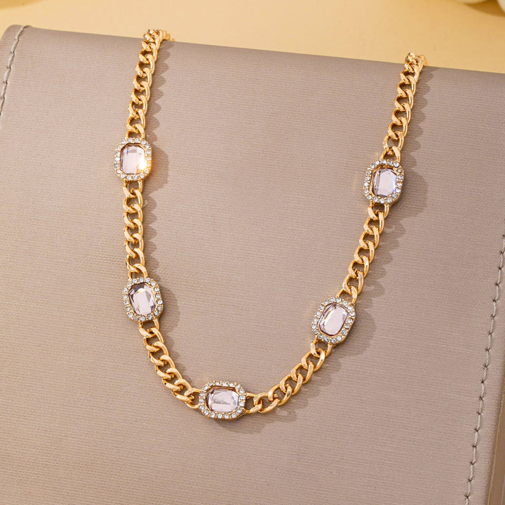 Accessories, Necklaces - Soft Pink Crystal Station Statement Necklace | 80N93382 - - Cultured Cloths Apparel