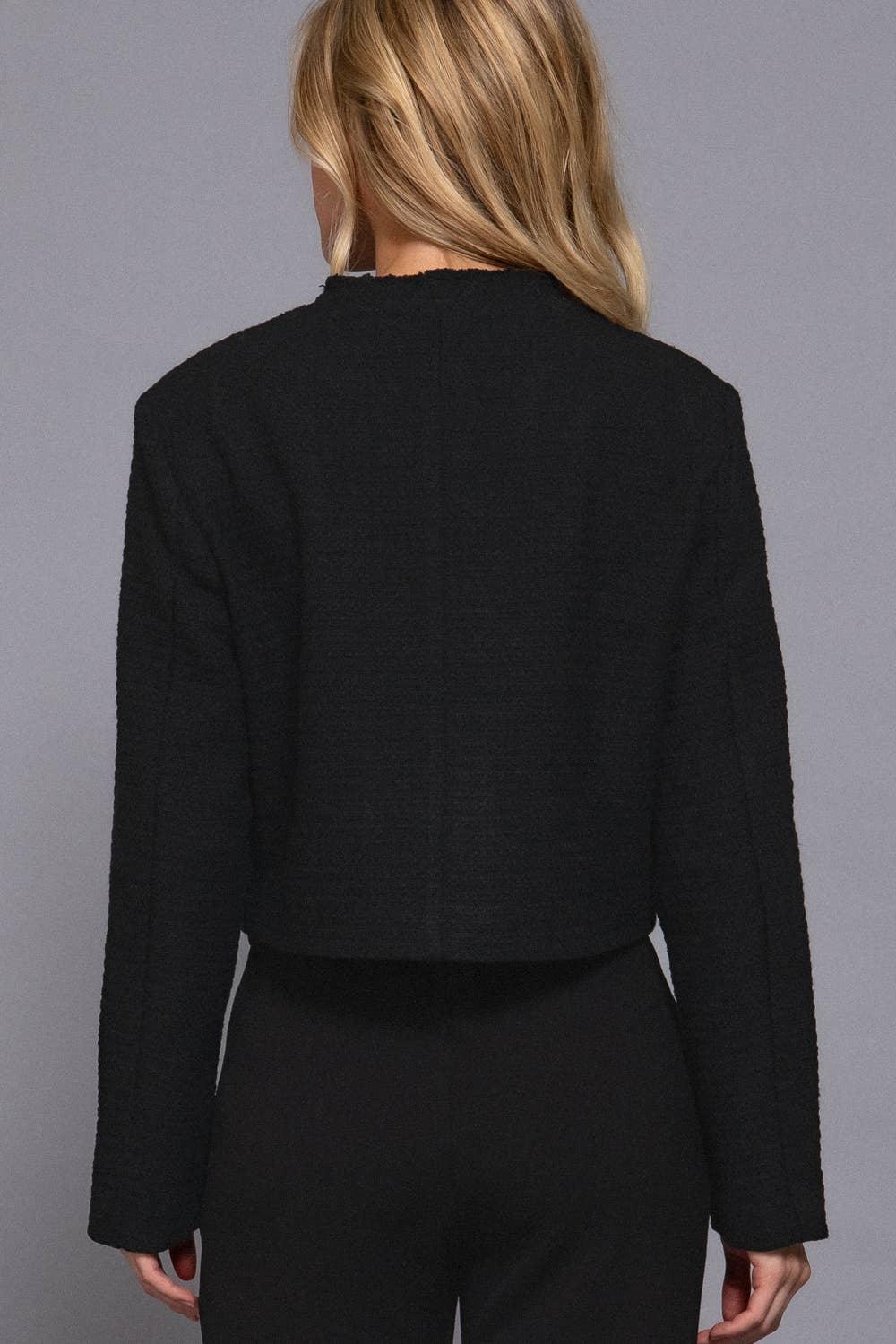 Outerwear - Long Sleeve Crew Neck Button Down Tweed Jacket - - Cultured Cloths Apparel