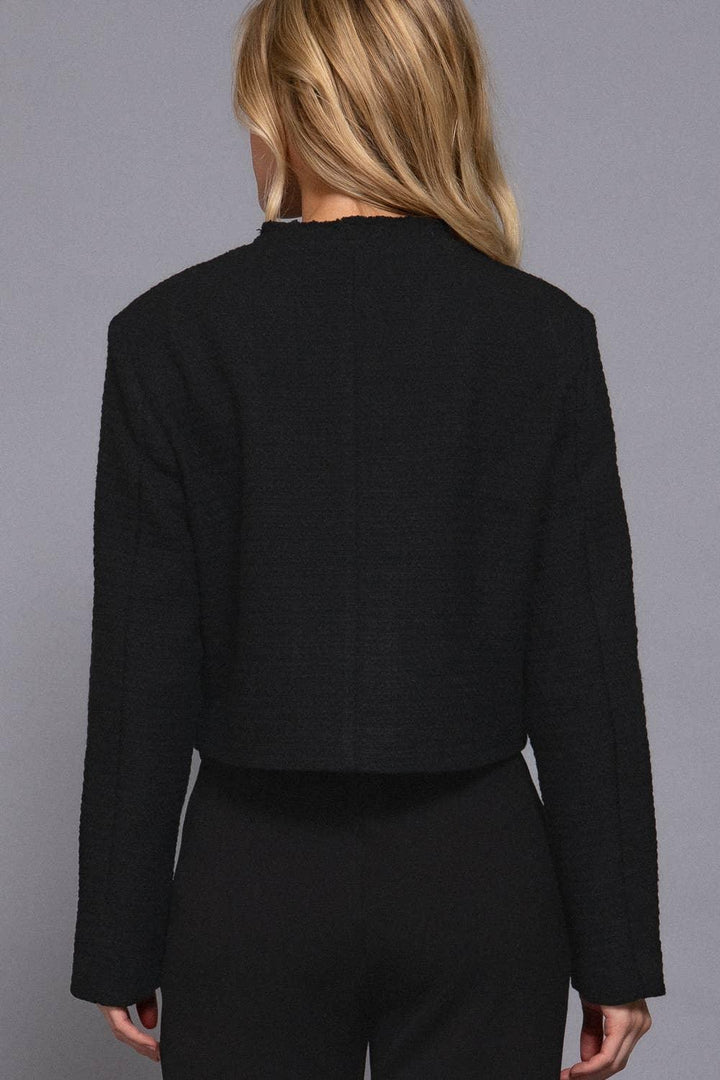 Outerwear - Long Sleeve Crew Neck Button Down Tweed Jacket - - Cultured Cloths Apparel