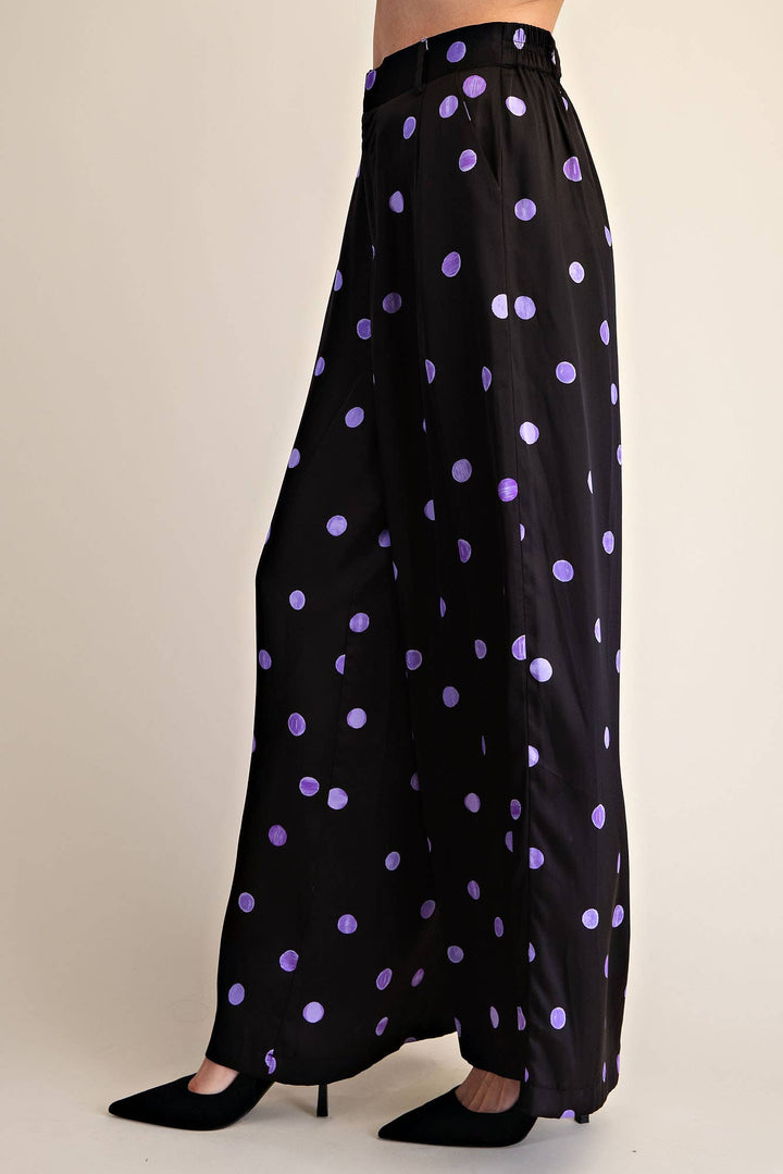 Tailored Wide Polka Dot High Waist Pants