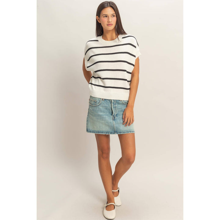 Striped Crew Neck Knit Top