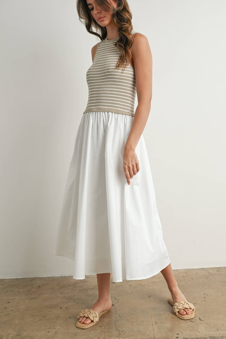 Dresses - Striped Sleeveless Maxi Dress with PocketS - - Cultured Cloths Apparel