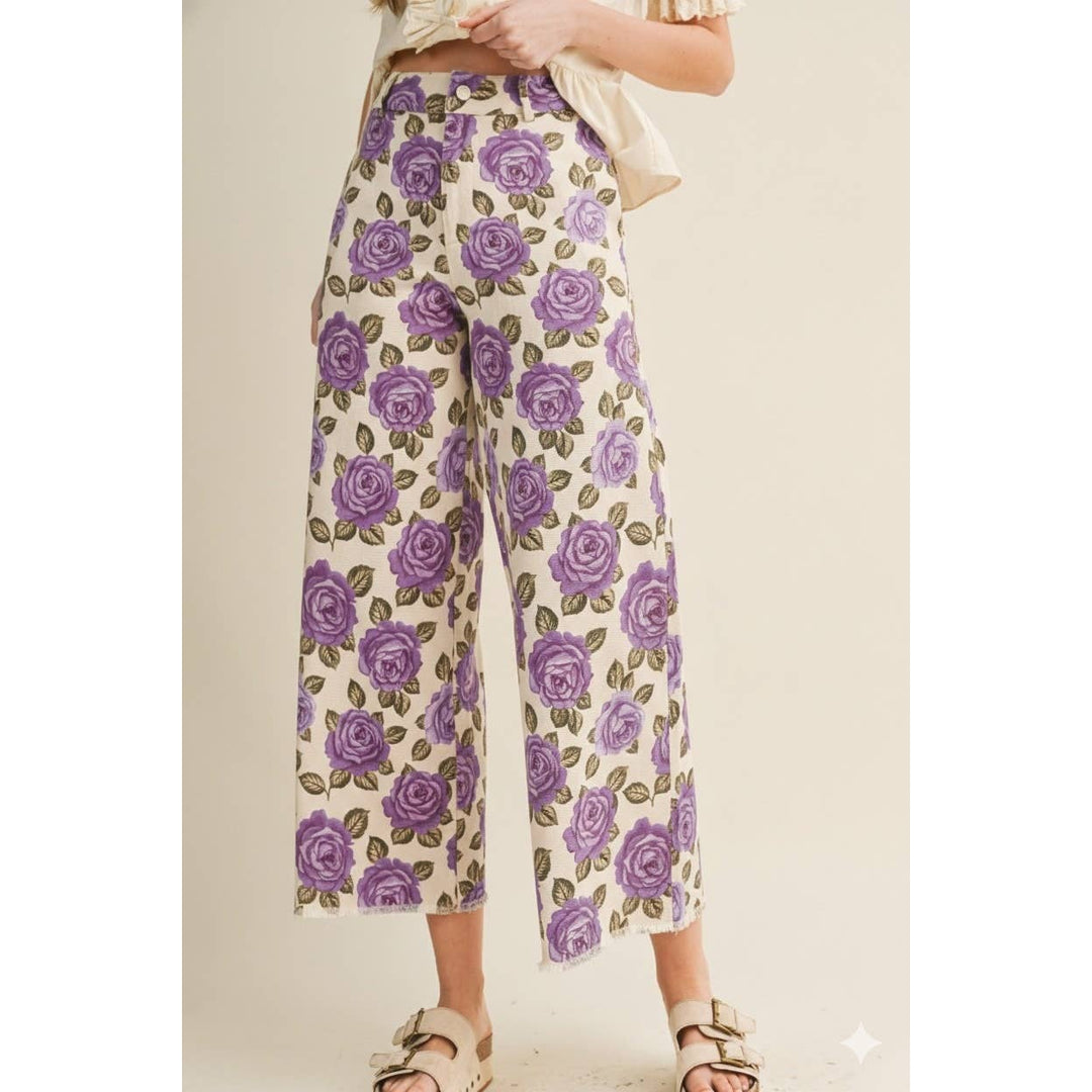 Pants - Rose Garden Heirloom Romance Tailored Pants - LAVENDER - Cultured Cloths Apparel