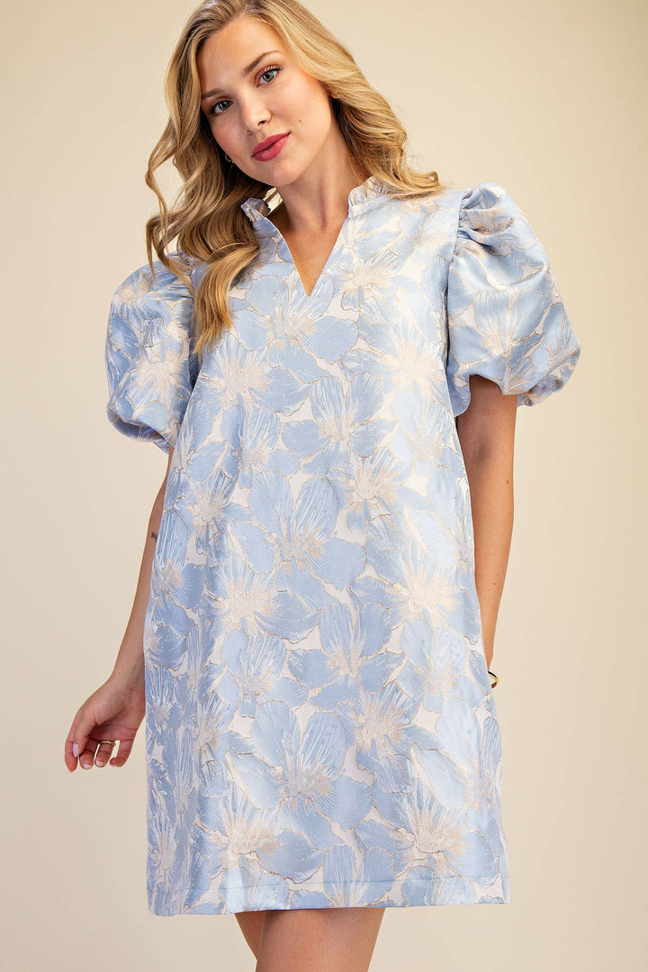 Dresses - Ruffle V-Neck Puff Sleeve Mini Dress - Spring / Summer - - Cultured Cloths Apparel