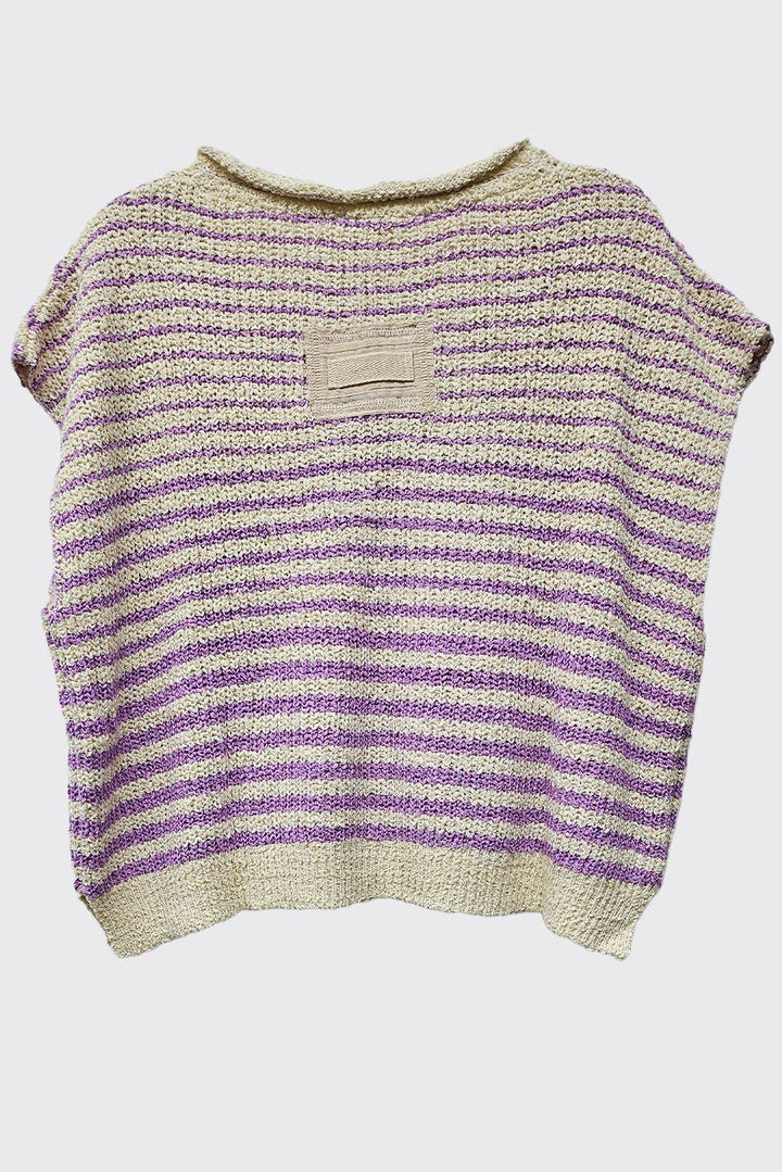 - Striped Cap sleeve Slouchy Sweater - - Cultured Cloths Apparel