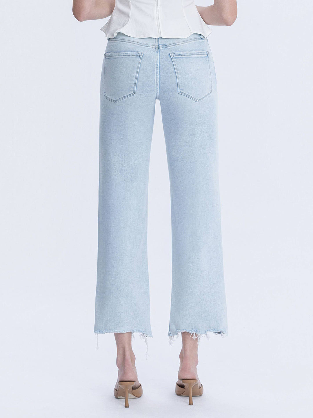 Denim - HIGH RISE LIGHT WASH SLIM WIDE JEANS - - Cultured Cloths Apparel