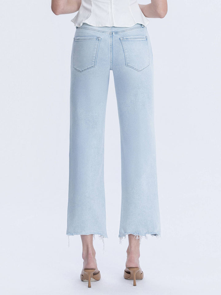 Denim - HIGH RISE LIGHT WASH SLIM WIDE JEANS - - Cultured Cloths Apparel