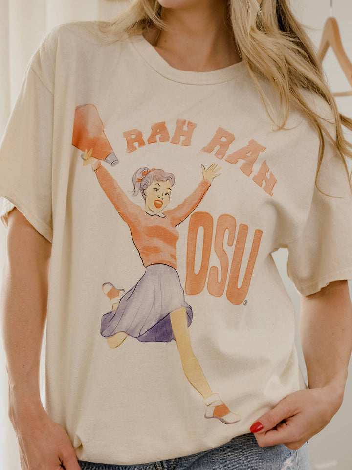 OSU Cowboys Rah Rah Off White Thrifted Tee
