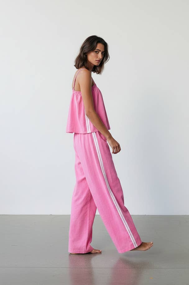 Solid Cotton Camisole & Wide-Leg Pant Set