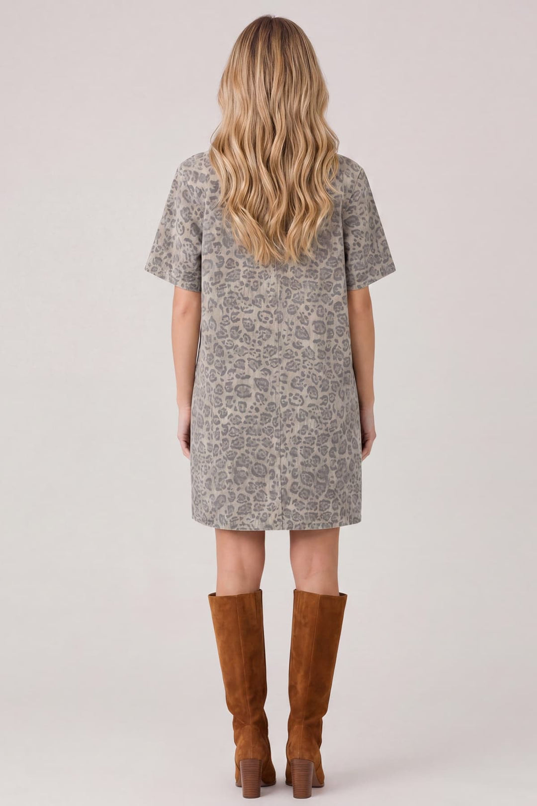 Animal Print Collared Button Down Dress