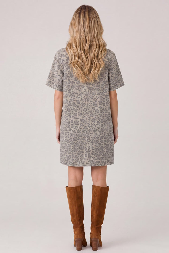 Animal Print Collared Button Down Dress