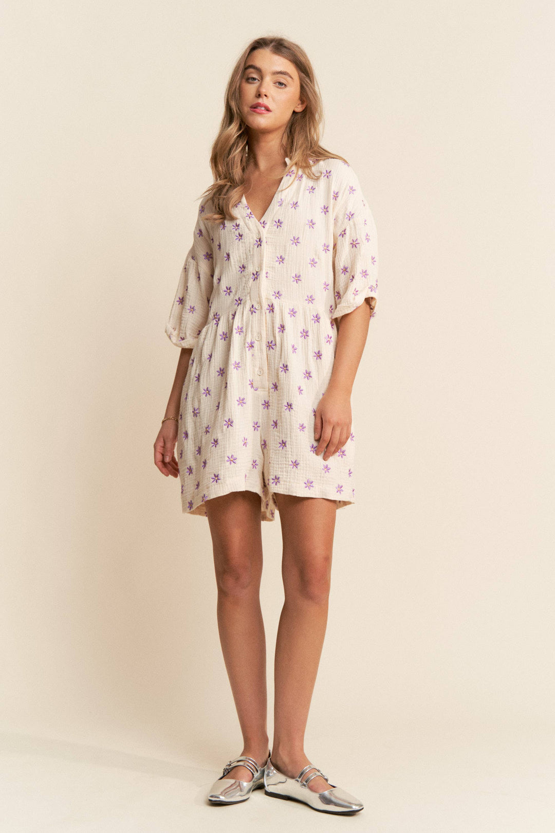 Women's Rompers - Flower Fields Gauze Romper - - Cultured Cloths Apparel