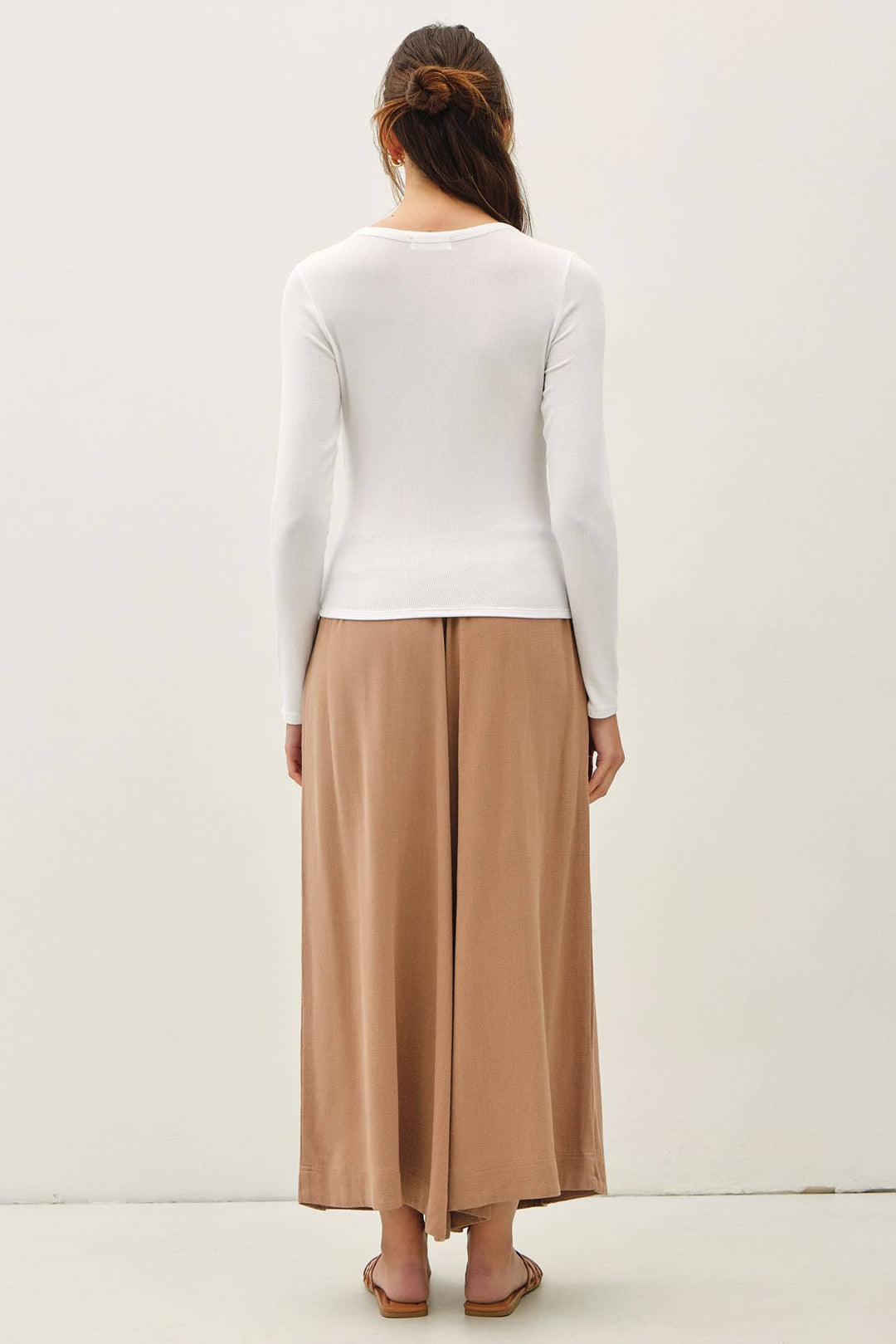 Pants - LINEN BLEND CROPPED PALAZZO PANTS - - Cultured Cloths Apparel