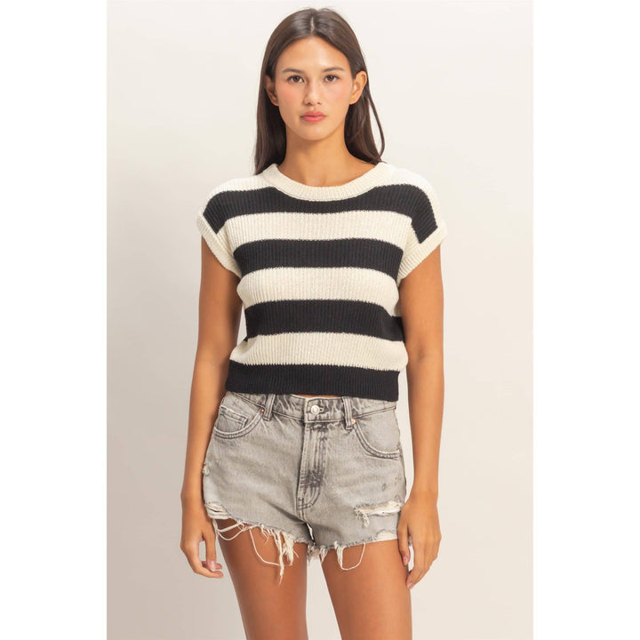 Striped Ribbed Knit Top