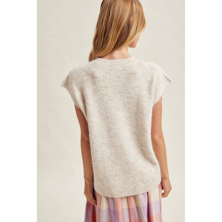FUZZY BUTTON FRONT SWEATER VEST