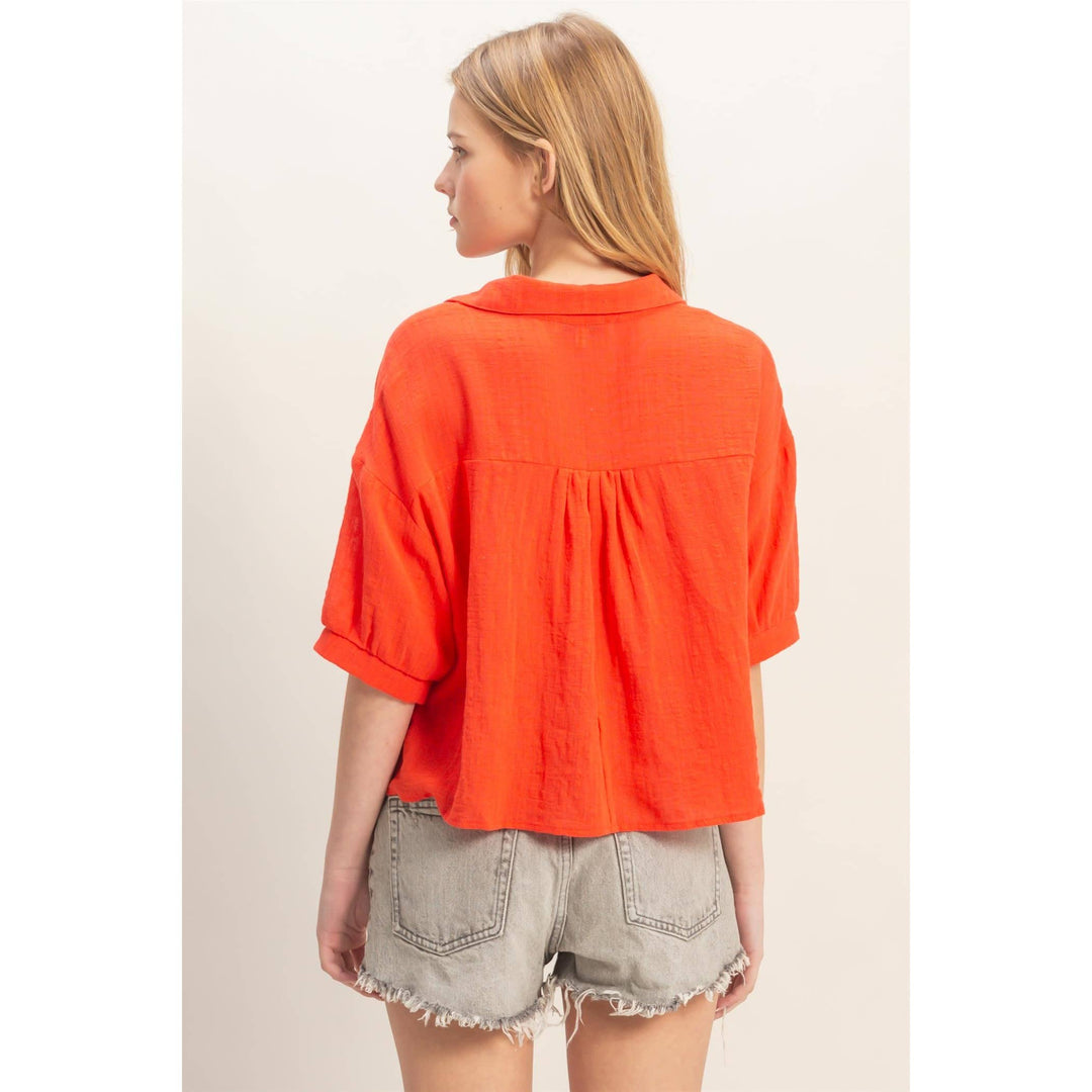 Women's Short Sleeve - Textured Button-Up Shirt - - Cultured Cloths Apparel