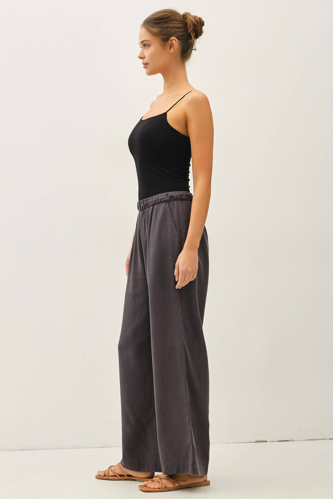Pants - SAND WASHED FLOWY TENCEL WIDE LEG PANTS - - Cultured Cloths Apparel