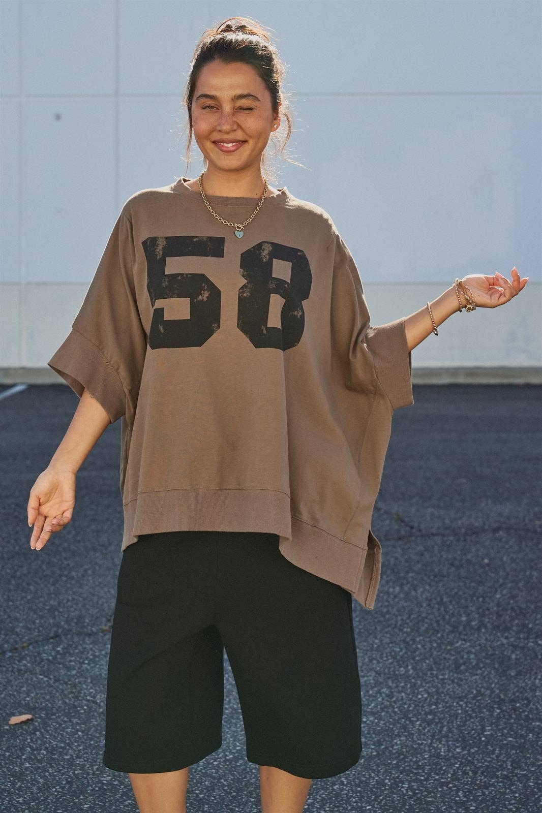 Retro Graphic Oversized French Terry Top